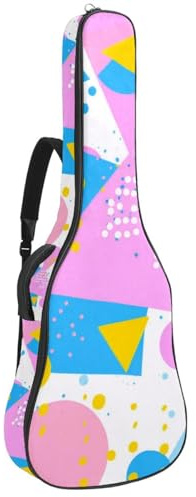 Große Universal-Gitarrentasche, wasserdicht, für Akustikgitarre, für 101,6 cm, 104,6 cm, 42 Zoll, schützende Gitarrentasche mit Schwamm, mehrere Taschen, bunt, abstrakt, geometrisch, mehrfarbig,