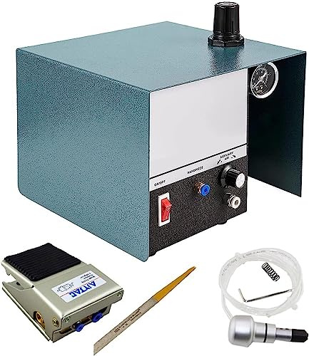 Macchina for Incidere Pneumatica for Gioielli Macchina for Incidere Manuale Pneumatica a Velocità Regolabile 1400 Giri/min Manipolo Pneumatico for Bulino da 80 W con Testa Singola for Gioielli, Artigi