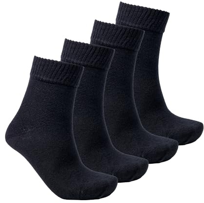 OVE SOX Lycra bambu diabetikerstrumpor för kvinnor och män (unisex), sömlösa icke-bindande besättningsstrumpor, andningsaktiva, ergonomiska flexibla strumpor för vardag och fritid, svart, vit, 4-pack,