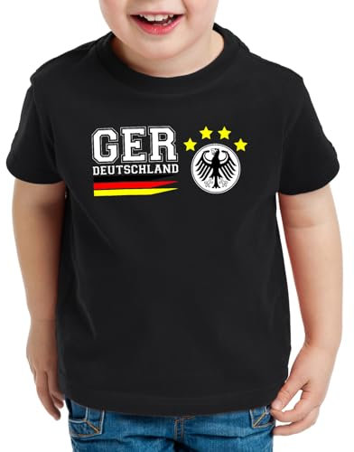 Deutschland Kinder T-Shirt EM 2024 Fußball Europameisterschaft Trikot Germany, Farbe:Schwarz, Größe:116