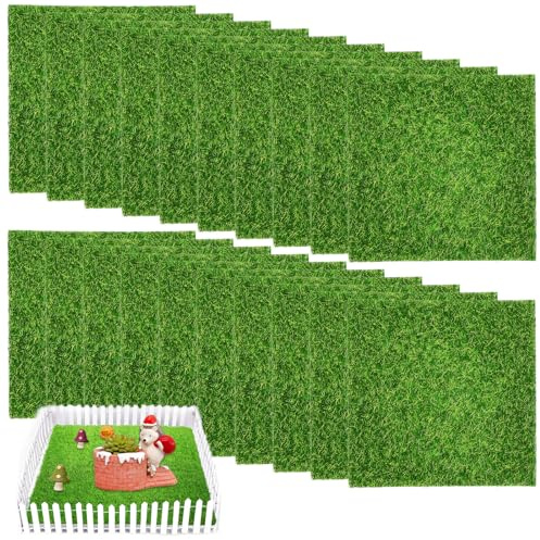 20 Stück künstliche Rasen Miniaturrasen Kunstrasen Kunstrasen 15x15cm Künstliche Moos Miniaturgarten Dekoration Kunstrasen Kunstrasen Rasenteppich für Terrasse Rasen DIY