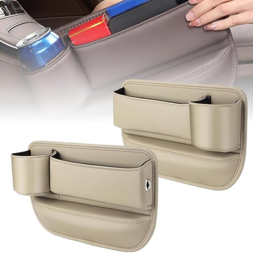 Posavasos para Coche en Cuero Para Seat Ibiza 5-Door/Ibiza ST 5-Door 6F 6J 6L 6L2 6L1 1993-2025, Caja Almacenamiento Asientos Consola Central Organizador Gap Asiento con Portavasos Interior Accesorios