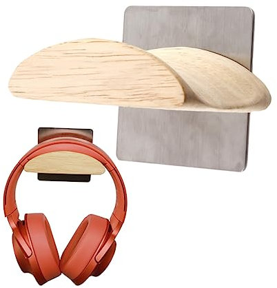 PartyKindom Edelstahl Und Massivholz Headset Halter Wandmontage Kopfhörer Ständer Organizer Aufbewahrung Rack Für Schreibtisch Und Büro Display