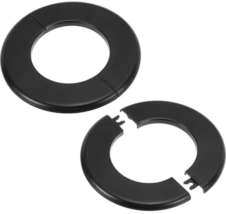 PATIKIL Flangia Divisa a Parete, 78mm Copriforo con Piastra Autoadesiva Rotonda in ABS Copri Tubi Termosifoni Copertura per Decorazione Rubinetto Tubo Acqua Bagno Cucina, 2 Pezzi, Nero