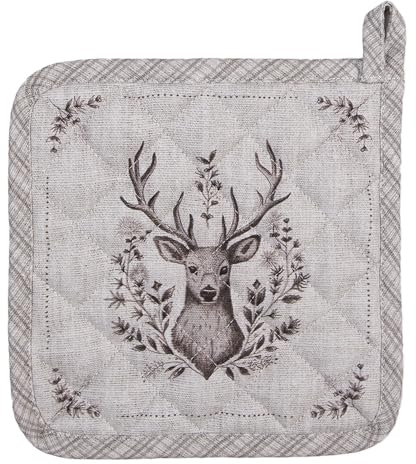 Clayre & Eef Topflappen Hirsch Landhaus beige braun 20 x 20 cm GTW45 Küchentextil