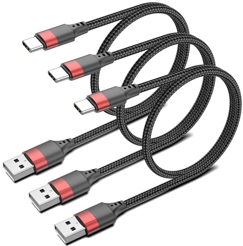 Bkduice 3-Pack Ladekabel USB C 0.5M Geflochtenes USB auf USB C Kabel Kurz 3A Schnellladung Typ C Datenkabel Aluminiumgehäuse Android Auto Kabel Kompatibel für iPhone 17/16/15 Samsung S25/S24