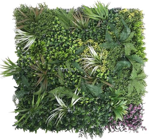 M.J COMFY-LIFE Artificial Green Wall Panels 1m x 1m - UV Resistant Hedge Privacy Screen for Indoor/Outdoor - Realistic Grass Plant Wall Fence for Garden, Balcony, Wedding, Office,Decoration