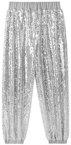 SEAUR Enfant Paillettes Pantalon De Danse Jazz Fille Garçons Pantalon De Fête Disco Party Ceinture Élastique - 160(152-158 UE)