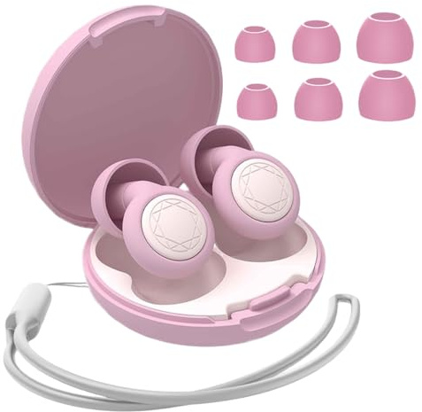 GXGM 1 paio di tappi per le orecchie con cancellazione del rumore da 45 dB con 3 paia di tappi per le orecchie di ricambio per dormire, studiare, lavorare, regalo per le donne (rosa)