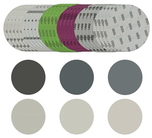 30 Pezzi Dischi Abrasivi Rotondi, 125 mm Carta Vetrata, Dischi Carta Abrasiva, Levigatura Dischetti Abrasivi per Levigatrice Metallo Legno, 1000/1500/2000/3000/4000/5000 Grane