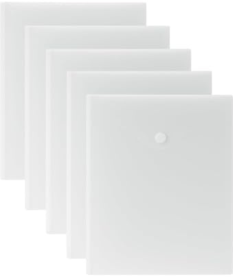 1ABOVE A5 transparente Dokumentenmappen mit Druckknöpfen, 5 Stück, Kunststoff-Dokumentenmappen mit Schnappverschluss, transparente Dokumententaschen für Büro, Schule und Zuhause