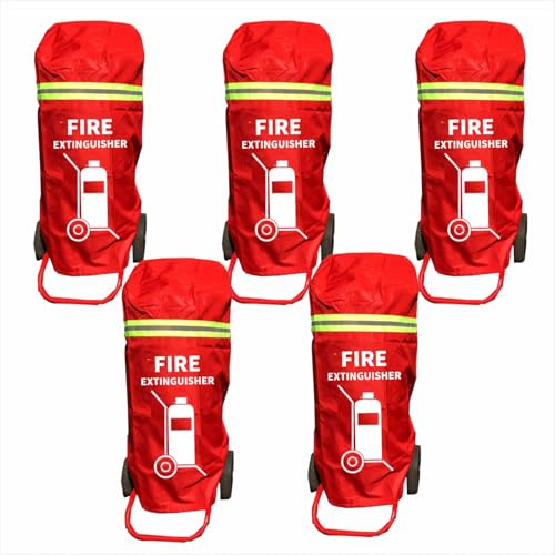 Cubierta para extintor de Incendios para Carrito – Funda Protectora de Seguridad contra Incendios con Ruedas, Accesorio Duradero Resistente a arañazos y arañazos (se Adapta a 77 Libras, 5 Unidad)
