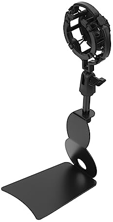LIFKOME Base de Soporte para Micrófono de Escritorio Negro Abrazadera de Hierro y Material Abs, Equilibrado y Multipropósito para Aplicaciones de Mesa, 1 Set