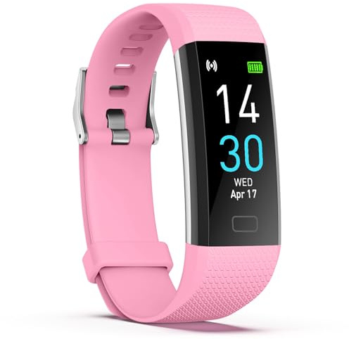 Reloj Inteligente 0.96'' con Pantalla Táctil, Pulsera de Actividad con Podómetro, Monitor de Sueño y Ritmo Cardíaco, Diseño Ligero con Carga USB Directa y Resistencia al Agua – Android iOS