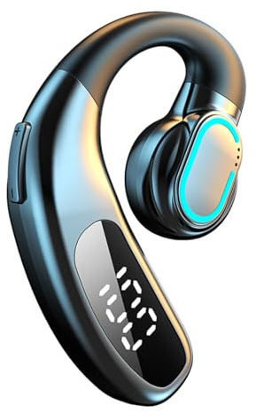 Bluetooth Phone Earpiece Single Open Ear Handsfree Headset with ENC Noise Cancellation Left/Right Wearable Hands Free Ear Piece Waterproof Headphone, 30H Talk Time for Truck Drivers/Warehouse/Meeting