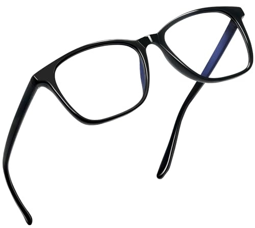 Joopin TR90 blåljusfilter glasögon blåljusblockerande för damer och herrar Gaming-glasögon för TV och kontor Blåljusglasögon män kvinnor (Glansigt svart)
