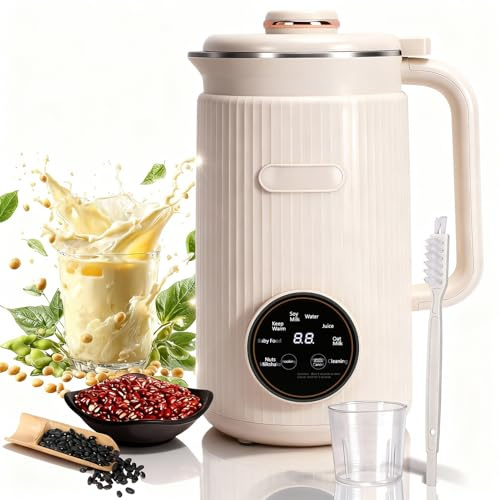 8 in 1 Macchina per Latte di Soia e Latte di Noci 1200 ml, Beige | 12 Lame, Controllo della Temperatura, Autopulizia a Mantenimento in Caldo, per Avena Mandorle