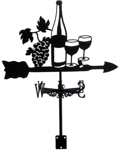 Veletas para el jardín, Veletas, uvas, vino, viento, veleta de metal para cobertizos con tornillos, indicador de dirección del viento impermeable para decoración del techo jardín para el hogar