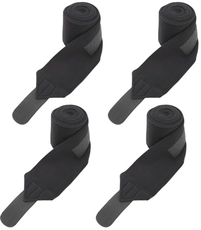 BAFOVY 4PCS Vendajes para Patas de Caballo de, Vendajes Protectores Ecuestres de Felpa Premium con Cierre Ajustable, para Entrenamiento y Competición de Caballos (Black)
