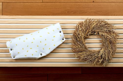 KraftKids Kinderwagenmuff Handwärmer mit Druckknöpfen, außen Musselin gelbe Zitronen, innen warmes Polyester, fürs ganze Jahr, handgefertigt EU