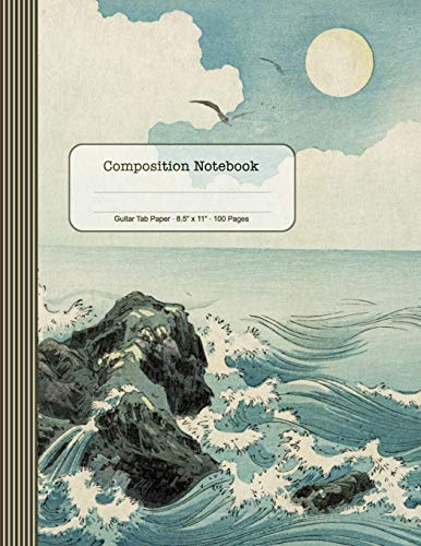 Guitar Tab Paper Composition Notebook: Large Blank Guitarist Music Sheet Notation Book - Composing Staff Journal - Japanese Landscape Art Illustration