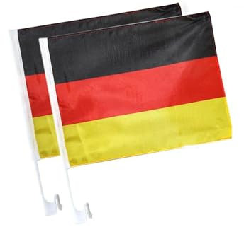Fanio Lot DE 2 – Drapeau de L'Allemagne Coupe du Monde 2018 Supporter de Football Auto Drapeau 45 x 30 cm