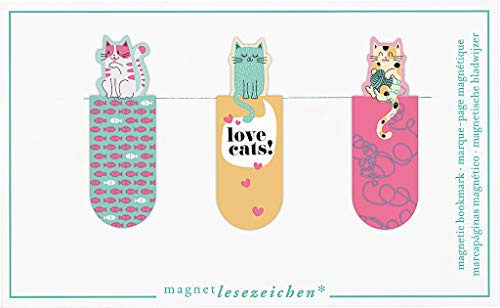 Magnetlesezeichen Love Cats 3er Set | Magnetisches Lesezeichen Katze | Charmant Illustriert