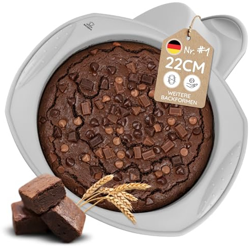 Backefix Silikon Backform rund | 22cm Kuchenform mit 1600ml – Mittlere runde Backform aus Platin-Silikon mit Griff & verstärktem Rand | Back- & Auflaufform | BPA- & PFAS-frei, LFGB geprüftes Silikon
