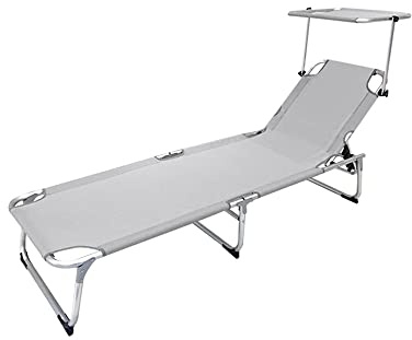 PAPILLON 8043560 Lettino da Spiaggia in Alluminio con ombrellone Colore Grigio 191 x 59 x 30 cm (Altezza x Larghezza) 0, Multicolor, XL