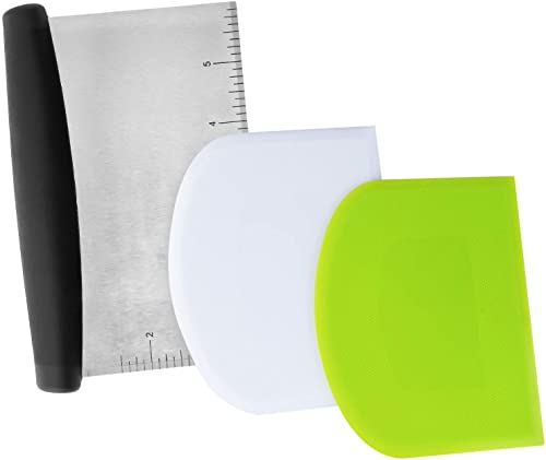 LUTER Tarocco Plastica Tagliapasta Spatola Tagliapasta per Impasti/Torte/Cottura/Pasta/Pane/Pizza (Bianco + Verde + Argento)