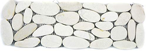 Ciottoli di fiume bianco bordatura, bordo in ciottoli tagliati TAN 5 7 MOSBor-SK0101_f