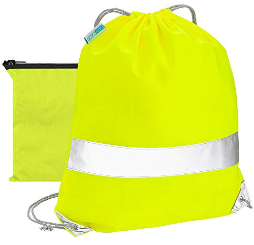 EAZY CASE Reflektor Turnbeutel, Sportbeutel mit Reflektoren, Beutel mit Kordel, Gym Bag mit Kordelzug ideal für Schule, Kindergarten, reflektierend für hohe Sichtbarkeit im Straßenverkehr, Gelb