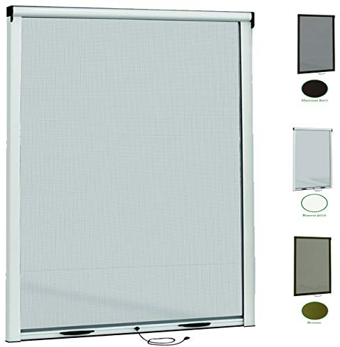 Zanzariera Finestra A Rullo Scorrevole Verticale Riducibile Con Frizione In Alluminio Verniciato Fai Da Te Istruzioni e Accessori Inclusi Bianco (120X170 con Frizione)