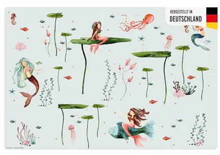 Schreibtischunterlage für Kinder und Erwachsene – “Meerjungfrau - Mermaid“ – aus erstklassigem, strapazierfähigem Vinyl (Kunststoff -BPA frei) – 60 x 40 cm – Made in Germany