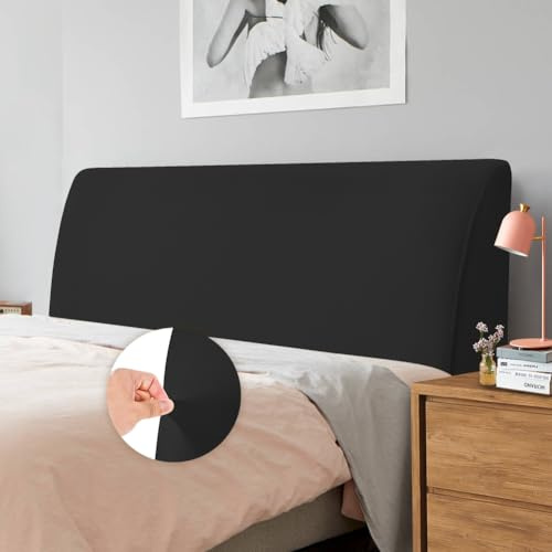 Caijin Bett Kopfteil Schonbezug, Staubdichte Schutzhülle für gepolsterte Schlafzimmer Kopfteil, Samt Stoff (180-200 cm, Schwarz)