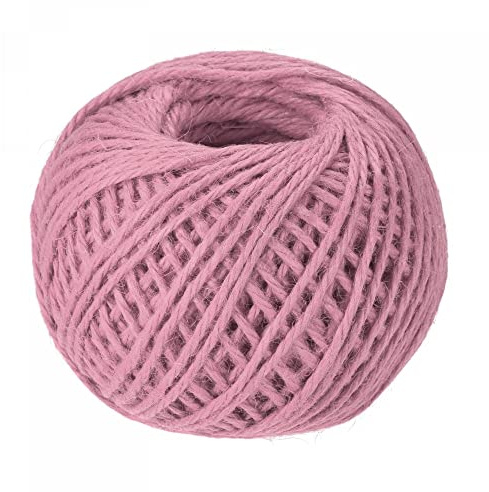 sourcing map 328 Feet 2.5mm Garden Twine, Jute Rope String for Crafts, Gift Wrapping, Packing, Gardening, and Wedding Decor, Pink
