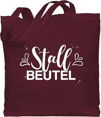 Shirtracer Baumwolltasche - Pferde - Taschen - Stallbeutel Lettering - Unisize - Bordeauxrot - geschenk fuer pferdeliebhaber geschenke für reiterinnen sprüche pferd stall beutel pferdetaschen reiten