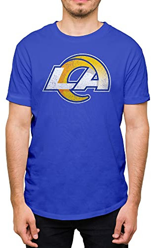 Hybrid Sports NFL – Distressed Team Logo – Offiziell lizenziertes kurzärmeliges Fan-T-Shirt für Erwachsene für Damen und Herren, Los Angeles Rams - Königsblau, XX-Large