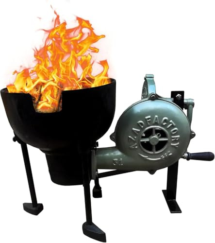 Simond Store Blacksmith's Forge Foundry Furnace with Hand Blower for Knife Making Blacksmithing Forging Tools Equipment - Vintage Style Coal Forge Furnace with Pedal Type Handle
