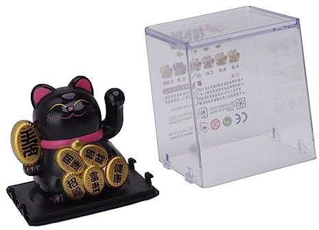 Winkekatze Schwarz, Glückskatze Winkekatze, Solarbetriebene Wellenkatze, Klein,5,1 Cm,Umweltfreundlich,Niedlich,Lebhaft, Winkekatze Klein Glückskatze für Zuhause
