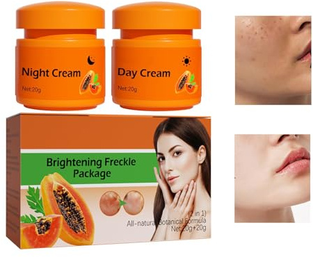 Papaya blekningskräm blekningskräm hudblekningskräm papapaya blekningskräm för ansikte dagkräm och nattkräm mot fräknar armpit blekningskräm, 2 stycken