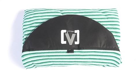 VICTORY Classic Retro Terry Longboard/Mini-Mal Sockenüberzug - leichte Stretch-Surfbrett-Tasche, schützende Poly-Nase, weiches atmungsaktives Frottee-Stretch-Ärmel/Hülle (Grün/Weiß, 8.6)