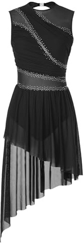CHICTRY Women's Lyrical Dance Costume Modern Contemporary Dance Dress Black S