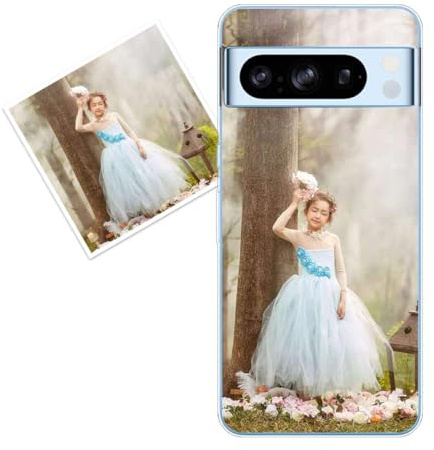 KARTXITAI personalisierte Handyhülle Kompatibel mit Google Pixel 8 Pro,hülle selber gestalten-case personalisiert mit Foto,Bildern,oder Text selbst gestalten + 1 x Handykette Universal