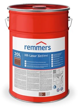 Remmers HK-Lasur Lasure 3 en 1 [plus] châtaignier, mat, 20 litres, lasure de protection du bois de qualité supérieure à faible teneur en solvants pour l'extérieur, 3 en 1, séchage rapide, longue durée