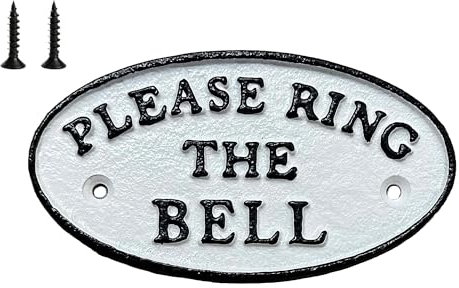Please Ring The Bell Sign Cast Iron Plaque Inc Screws 17cm Entryway Decor Home Business Wall Door Mount Security Alert Visitors Rustic Metal Plaque Easy Instal