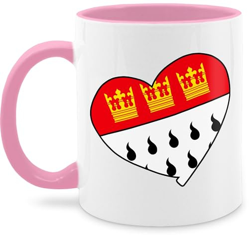 Tasse Tassen 325ml - Karneval & Fasching - Köln Wappen Herz I Geschenk für Köln Fans - 325 ml - Rosa - karnevalstasse fasching- koln faschingstasse carnevale kölle fasnetbecher karnevals koeln