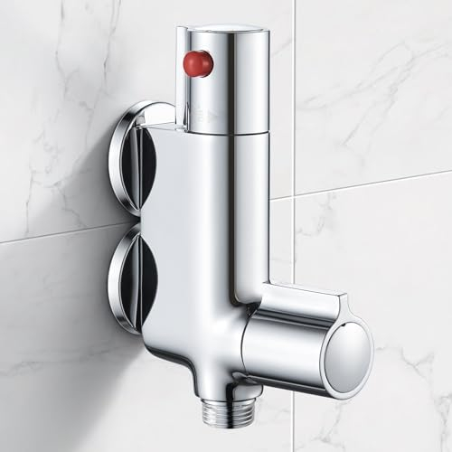 Mini Thermostatic Shower Mixer Bar Caravan Thermostatic Shower Faucet Valve Tap Round 1/2 Outlet, Small Vertical Shower Mixer for Rv, Camper Van, Yacht, Boat, Bidet Tap, Bidet Sprayer, 45mm Centres