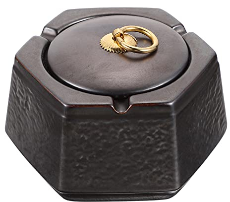 Keramischer Aschenbecher mit Deckel, Aschenbecher, Aschenbecher mit Deckel, Behälter, Keramik -Aschenbecher mit Deckel Windproof Zigarette Aschenbecher Aschenbecher Tischhalter Rauch Blumenkiste Stift