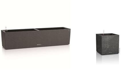 Lechuza BALCONERA Stone 80 graphitschwarz 15662, 79x19x19 cm & Canto Stone Low 30, graphitschwarz, Hochwertiger Kunststoff